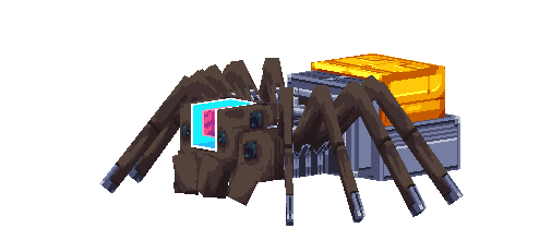 A monstrous mechanical spider cyborg.